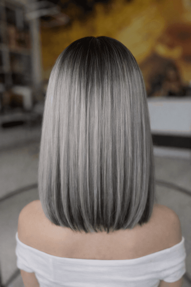 Peruca din par natural Angel Grey Balayage Peruca din par natural Angel Grey Balayage
