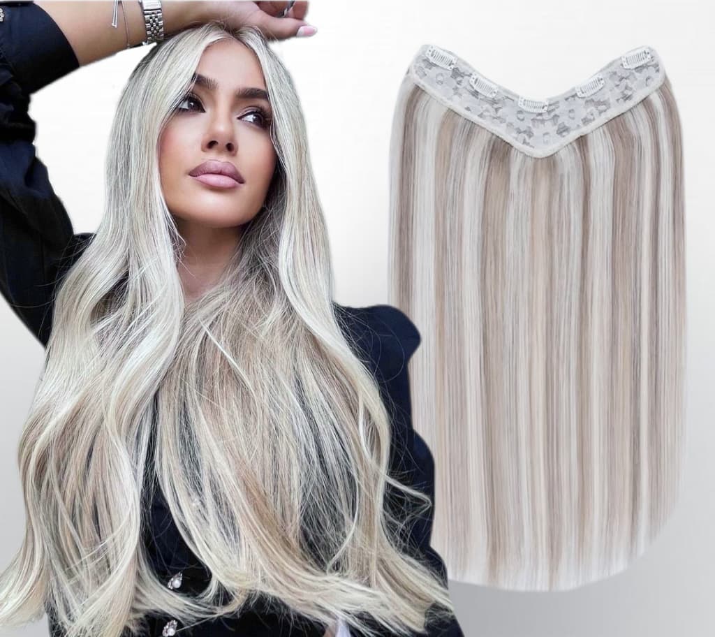 Trese de Par Natural V-Shape Volum si Lungime Balayage #19/Silver Trese de Par Natural V-Shape Volum si Lungime Balayage #19/Silver