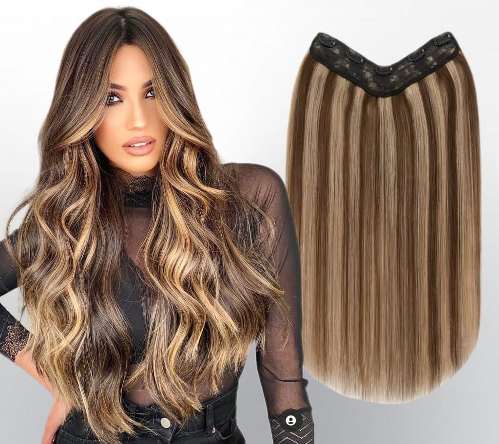Обем и дължина V-SHAPE Hairpiece Balayage #18/#60 Обем и дължина V-SHAPE Hairpiece Balayage #18/#60