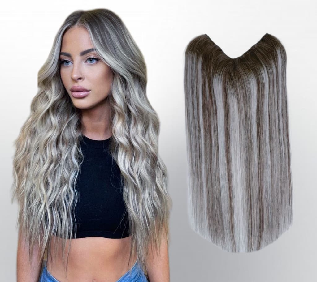 Trese de Par Natural V-Shape Mega Volum Balayage #9/Light Grey Trese de Par Natural V-Shape Mega Volum Balayage #9/Light Grey