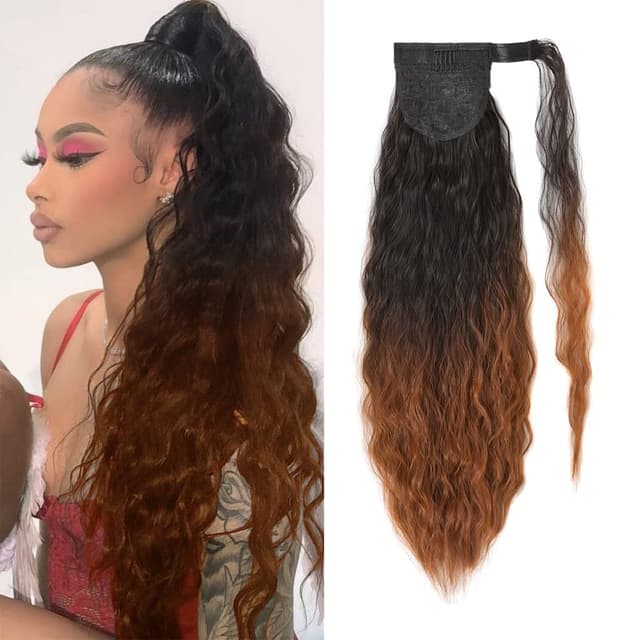 Синтетична къдрава магическа опашка Ombre Dark Brown/ Copper Blonde Синтетична къдрава магическа опашка Ombre Dark Brown/ Copper Blonde