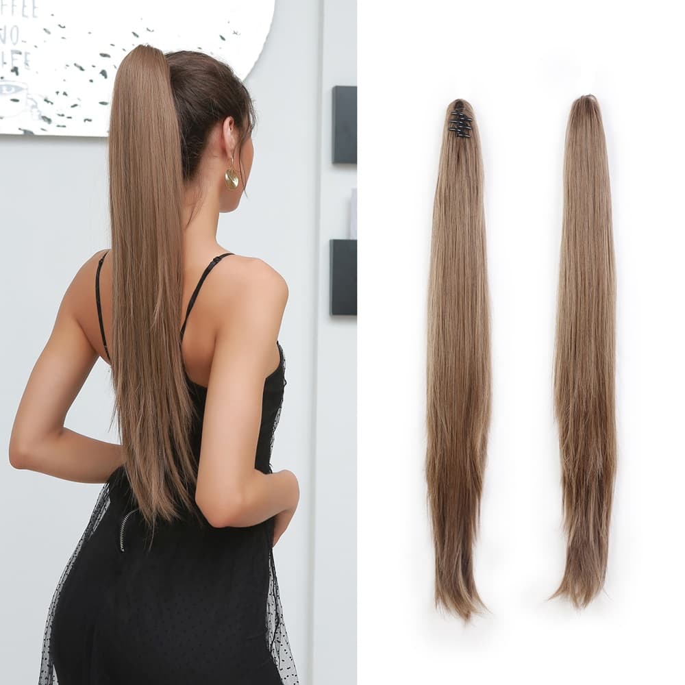 Coada de Par cu Cleste Saten Natural, 70 cm Coada de Par cu Cleste Saten Natural, 70 cm