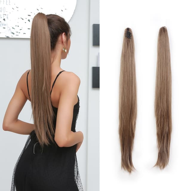 Coada de Par cu Cleste Saten Natural, 70 cm Coada de Par cu Cleste Saten Natural, 70 cm