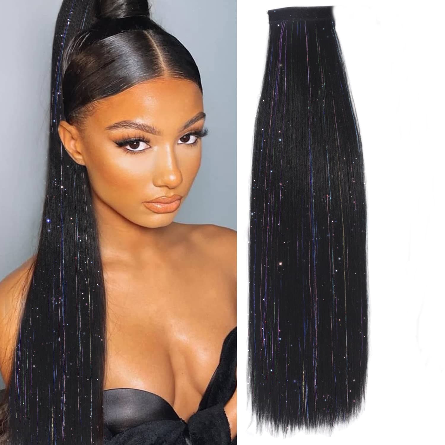 Coada de Par cu snur Dreapta Disco, 70 cm Coada de Par cu snur Dreapta Disco, 70 cm
