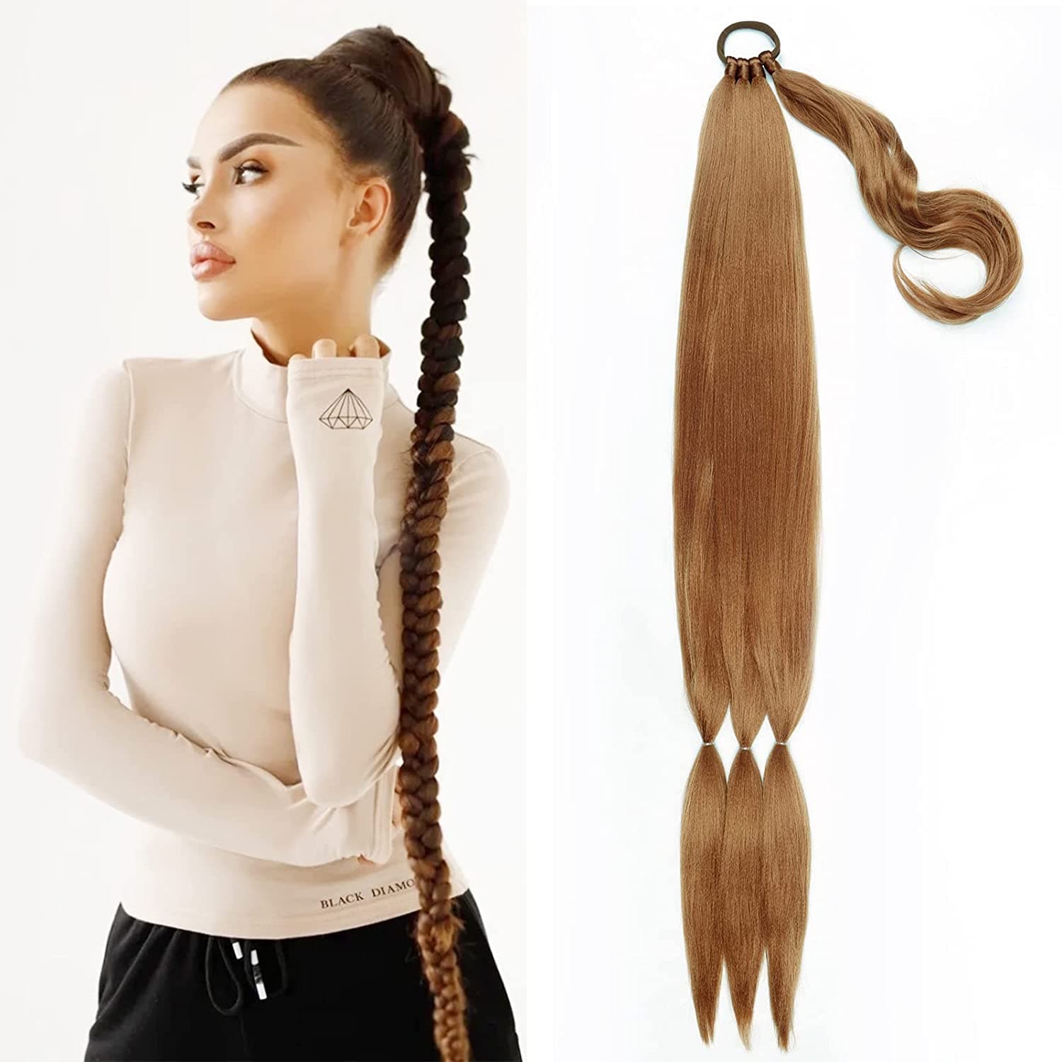 Coada de par pentru impletituri, Saten Aramiu, 70 cm Coada de par pentru impletituri, Saten Aramiu, 70 cm