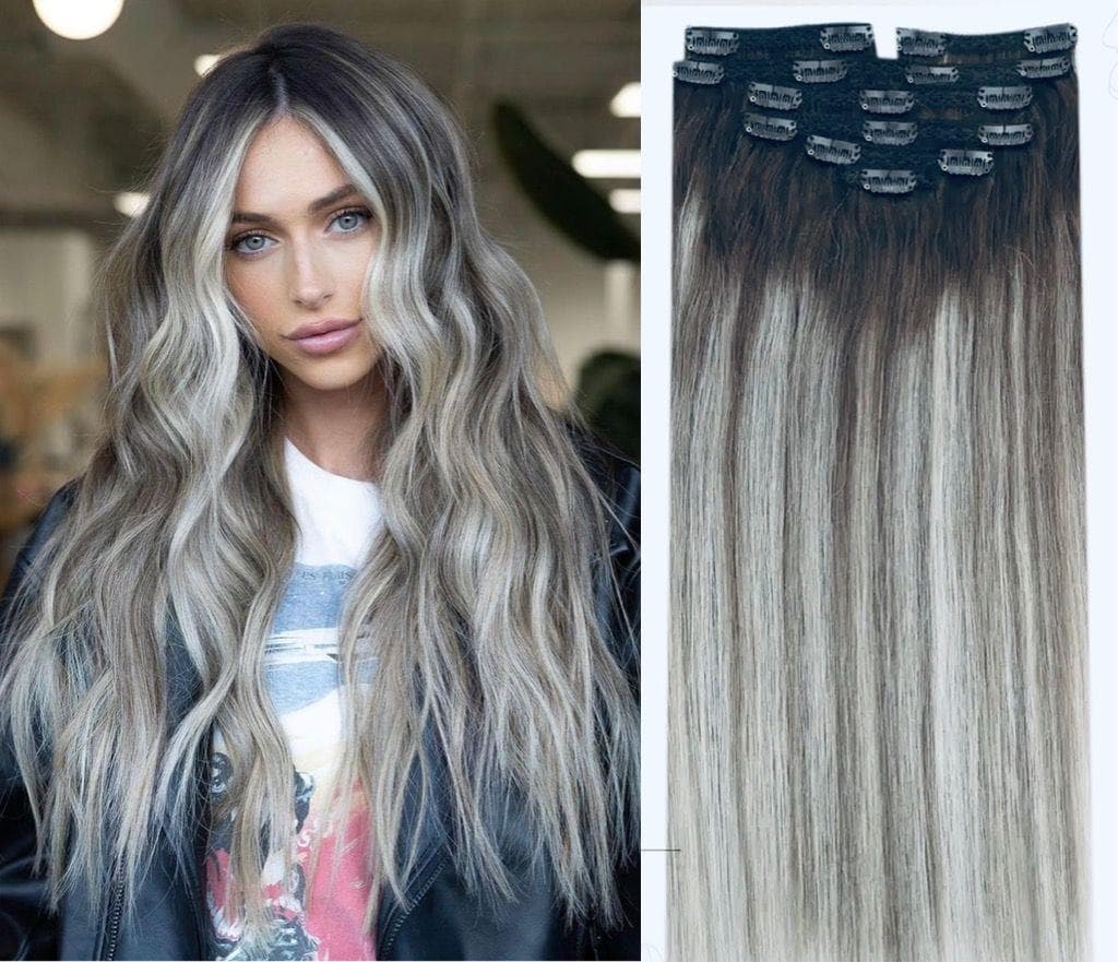 Екстензии Clip-On Luxe Балаяж #9/ Светло сив Екстензии Clip-On Luxe Балаяж #9/ Светло сив